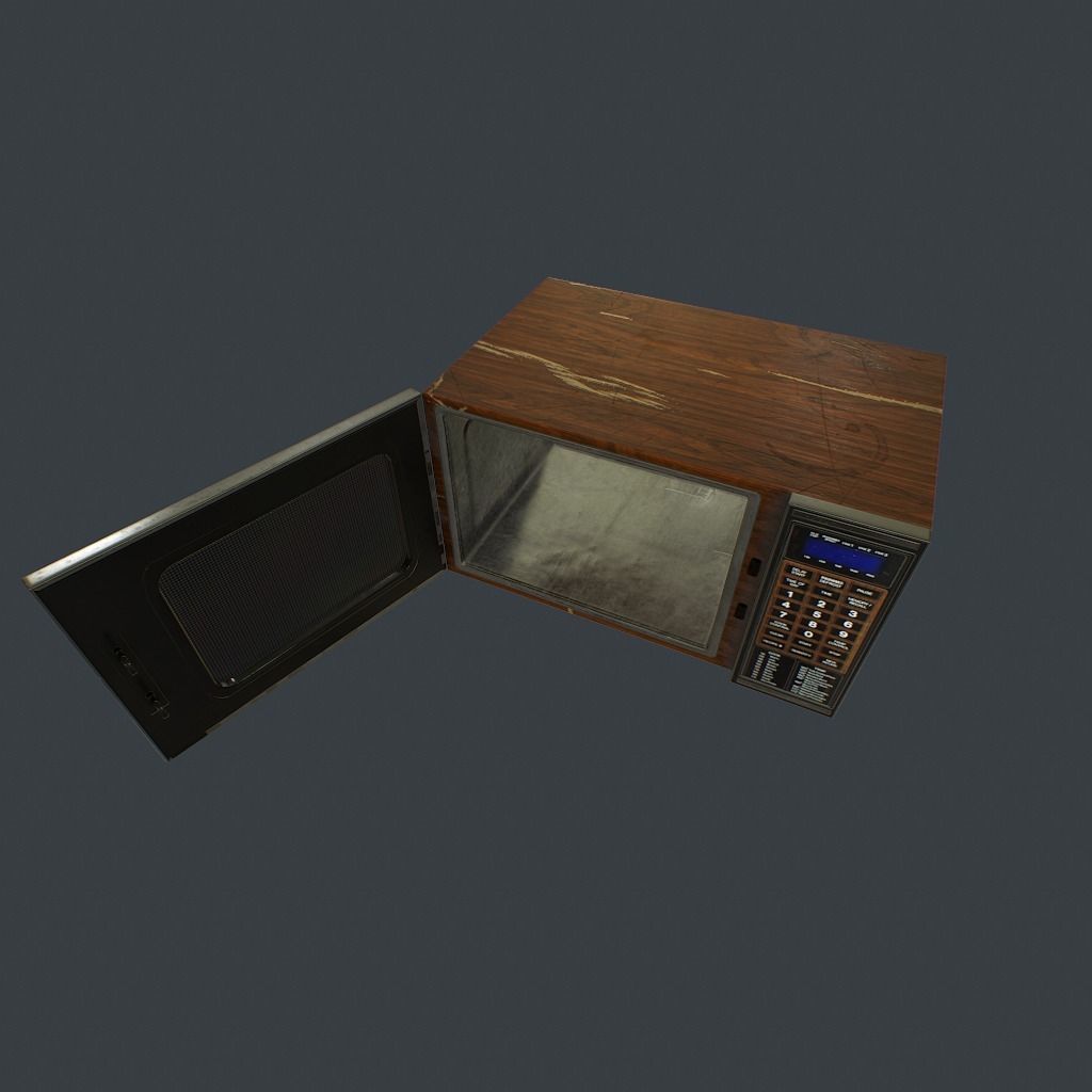 Old Microwave Low-poly 3D model_9