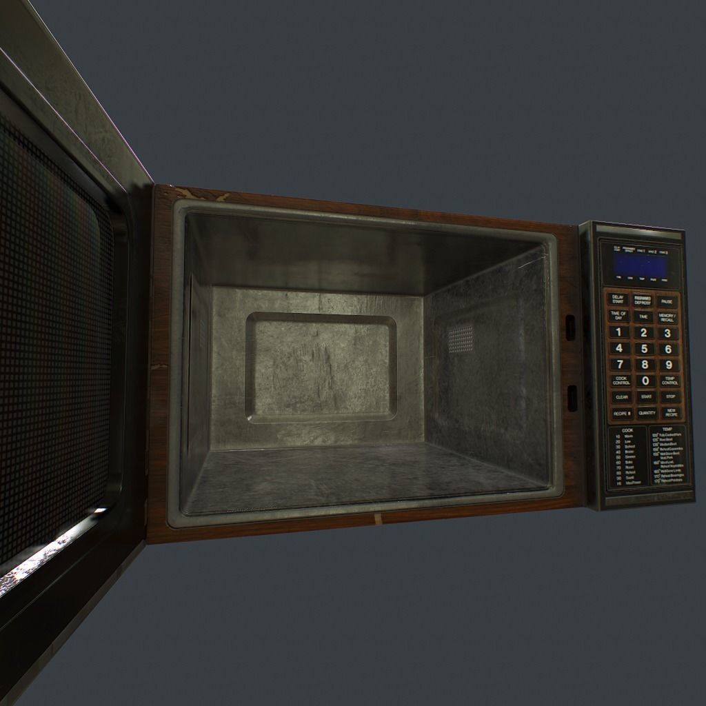 Old Microwave Low-poly 3D model_12