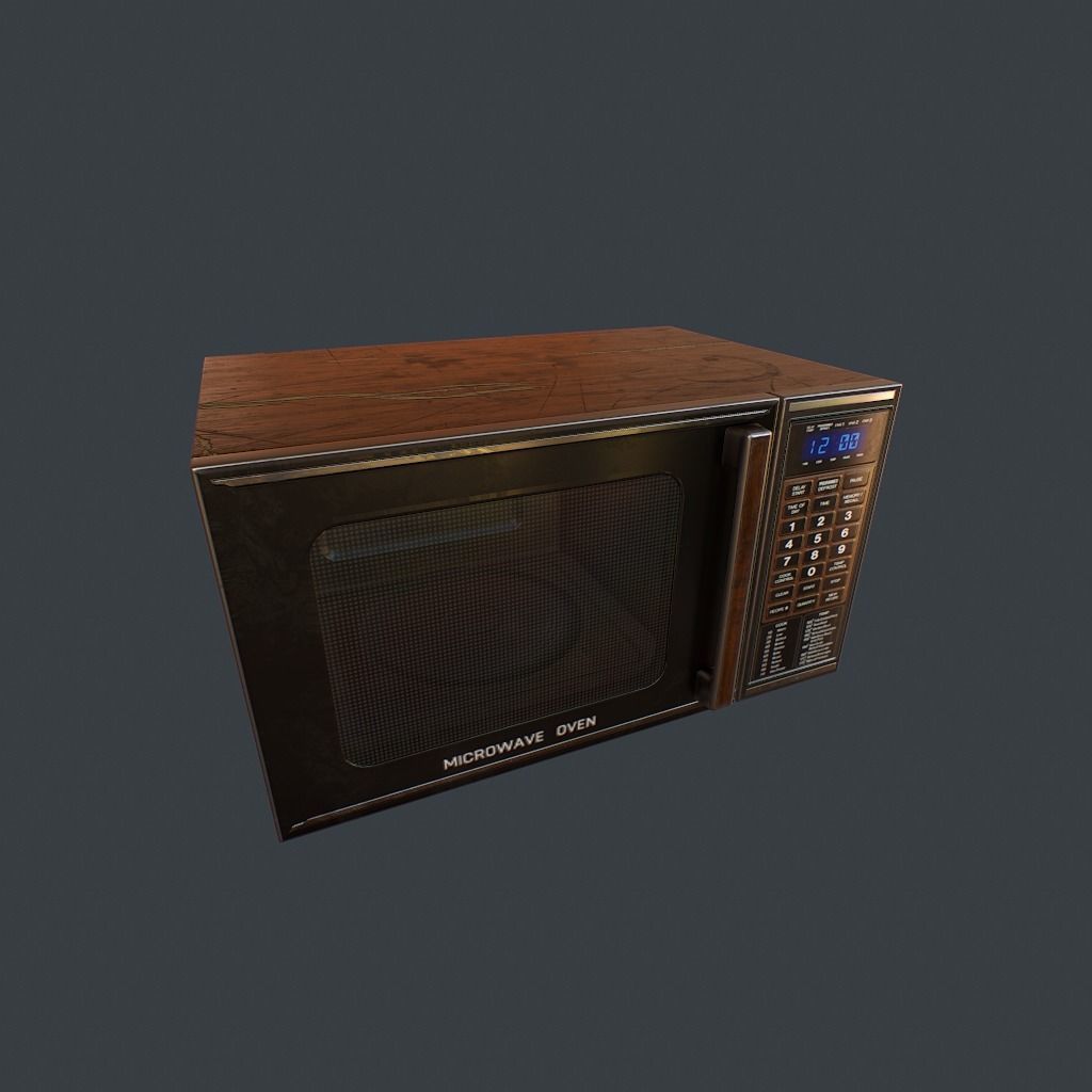 Old Microwave Low-poly 3D model_2