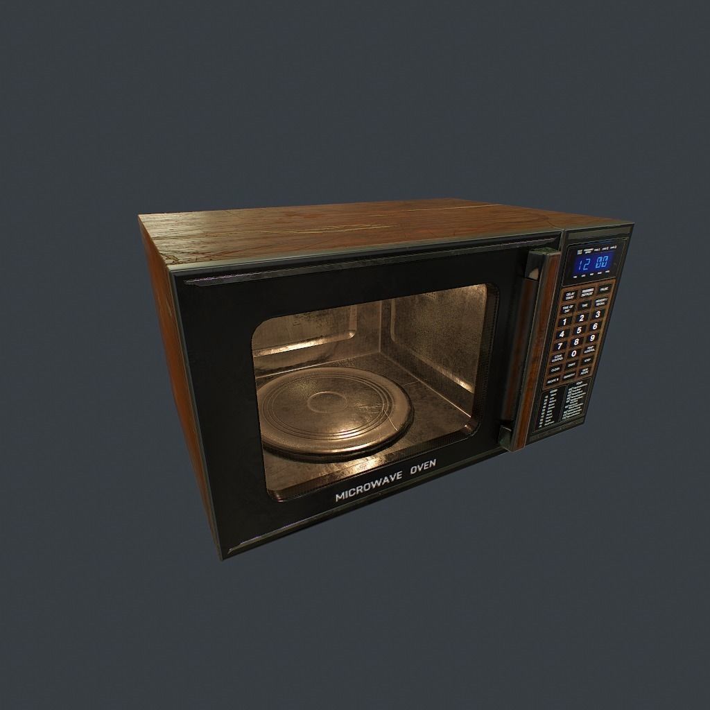 Old Microwave Low-poly 3D model_17