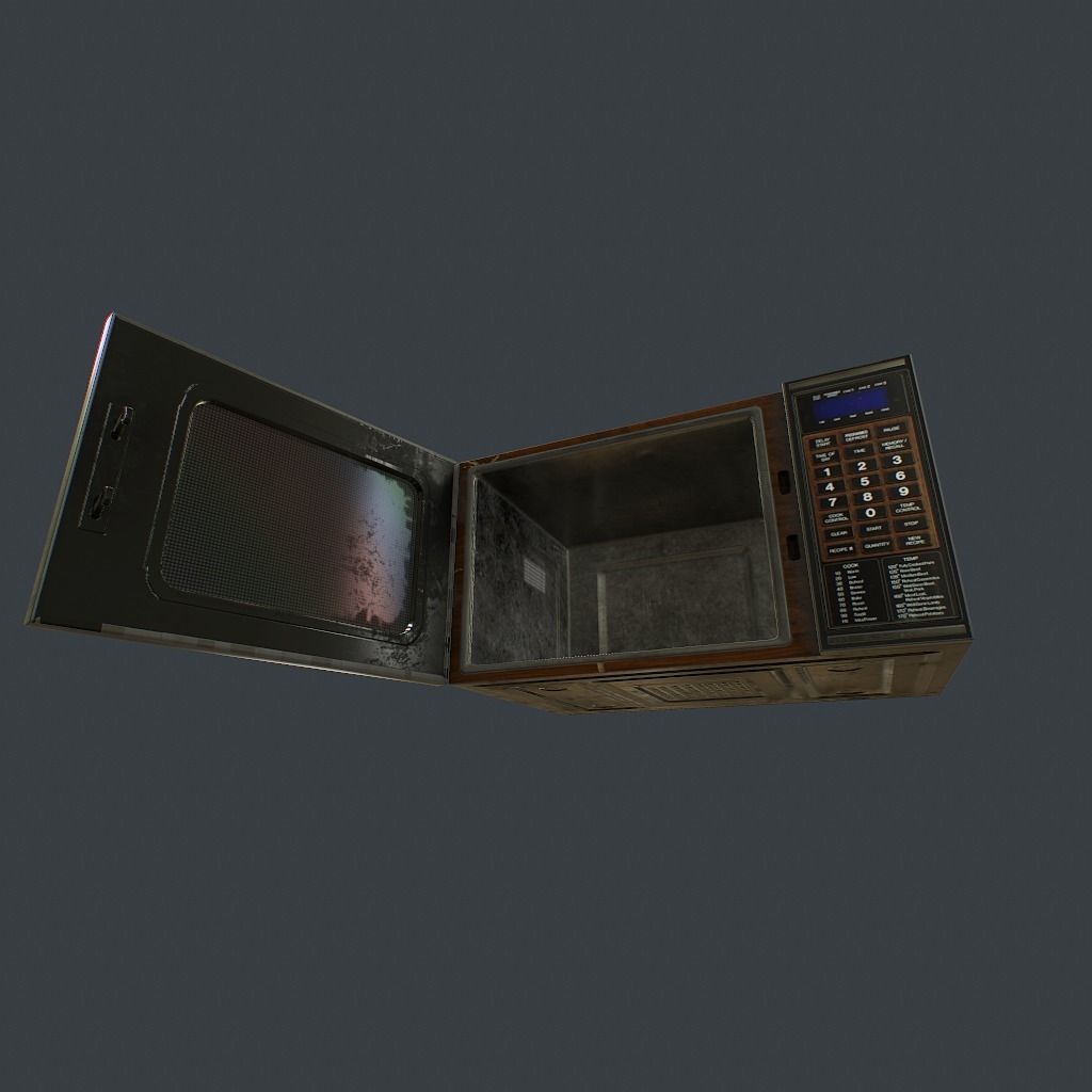 Old Microwave Low-poly 3D model_8