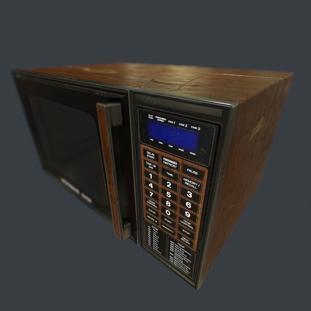 Old Microwave Low-poly 3D model_10