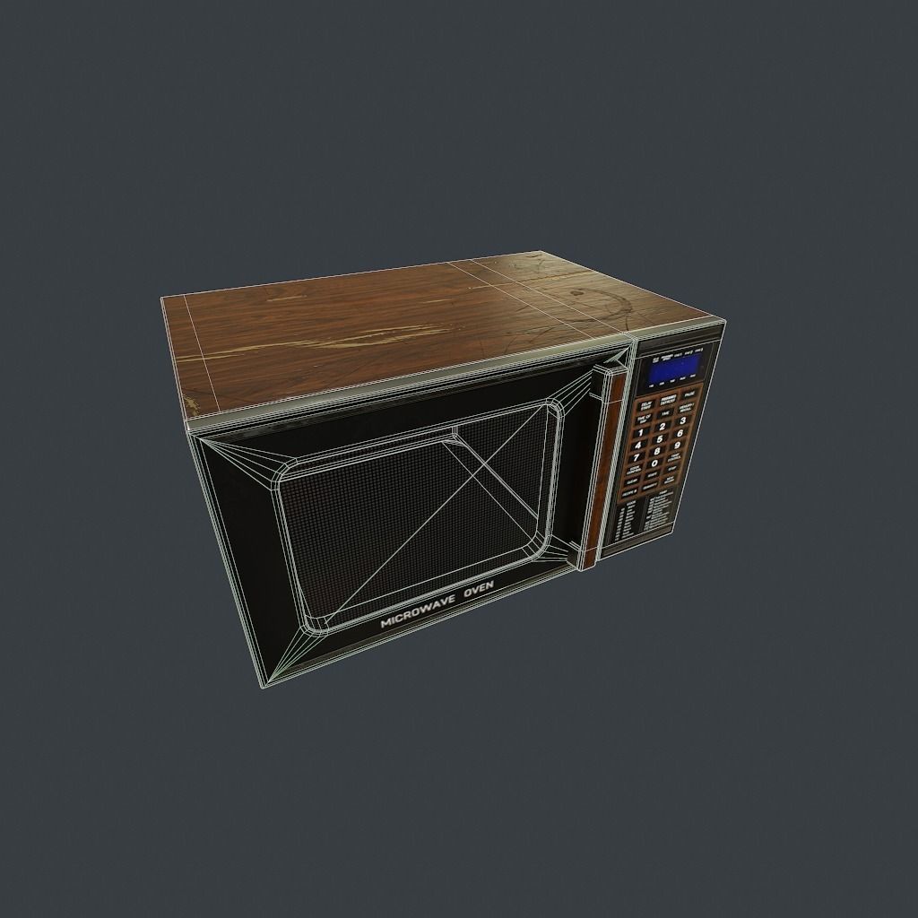 Old Microwave Low-poly 3D model_19