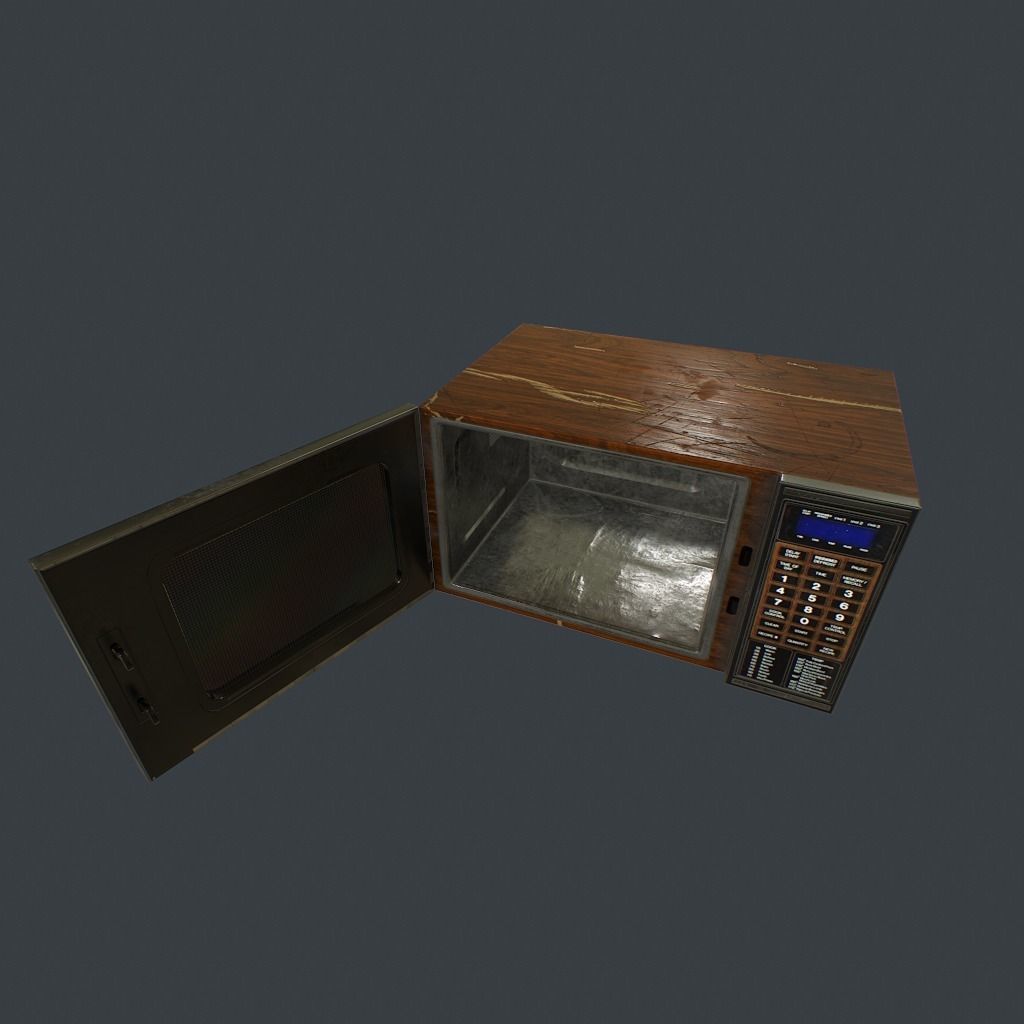 Old Microwave Low-poly 3D model_7