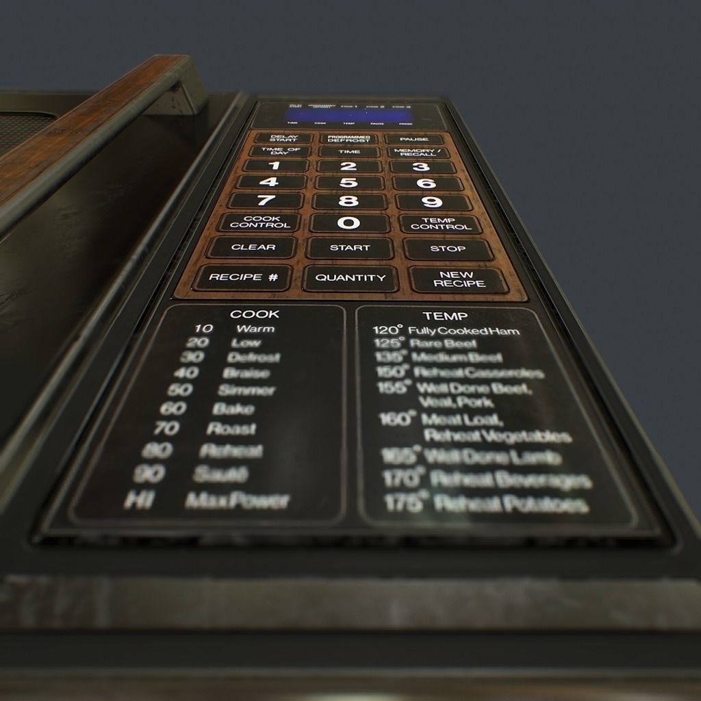 Old Microwave Low-poly 3D model_11