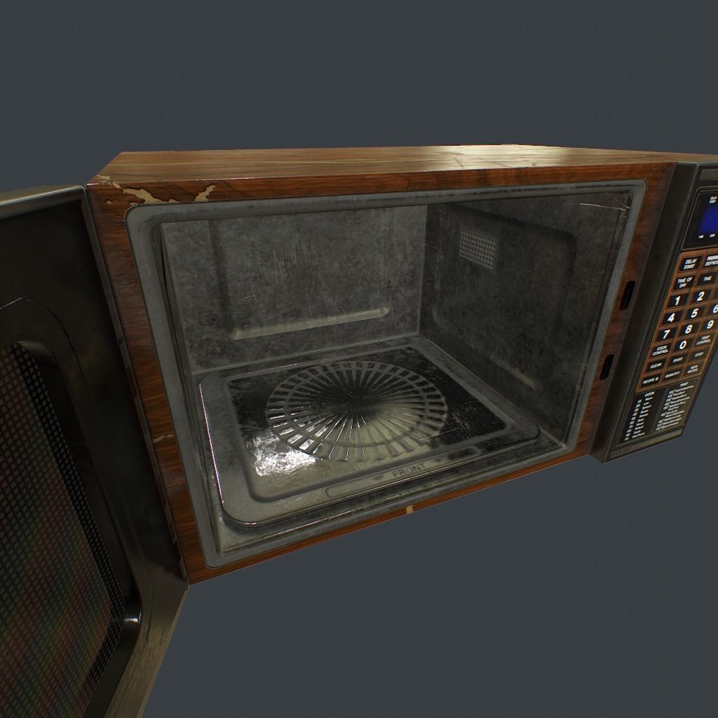 Old Microwave Low-poly 3D model_16