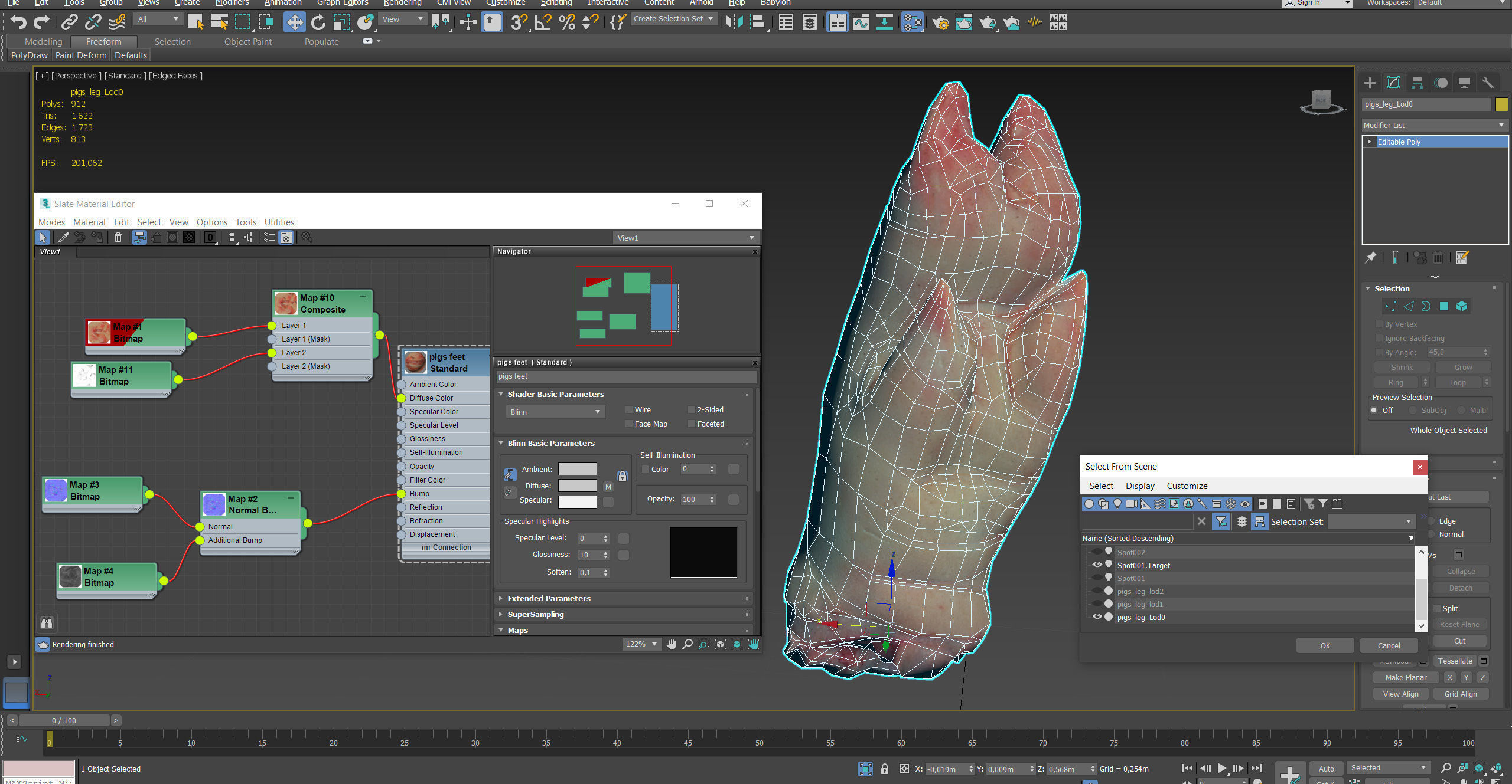 Raw Pigs leg 3D scan Low-poly 3D model_70
