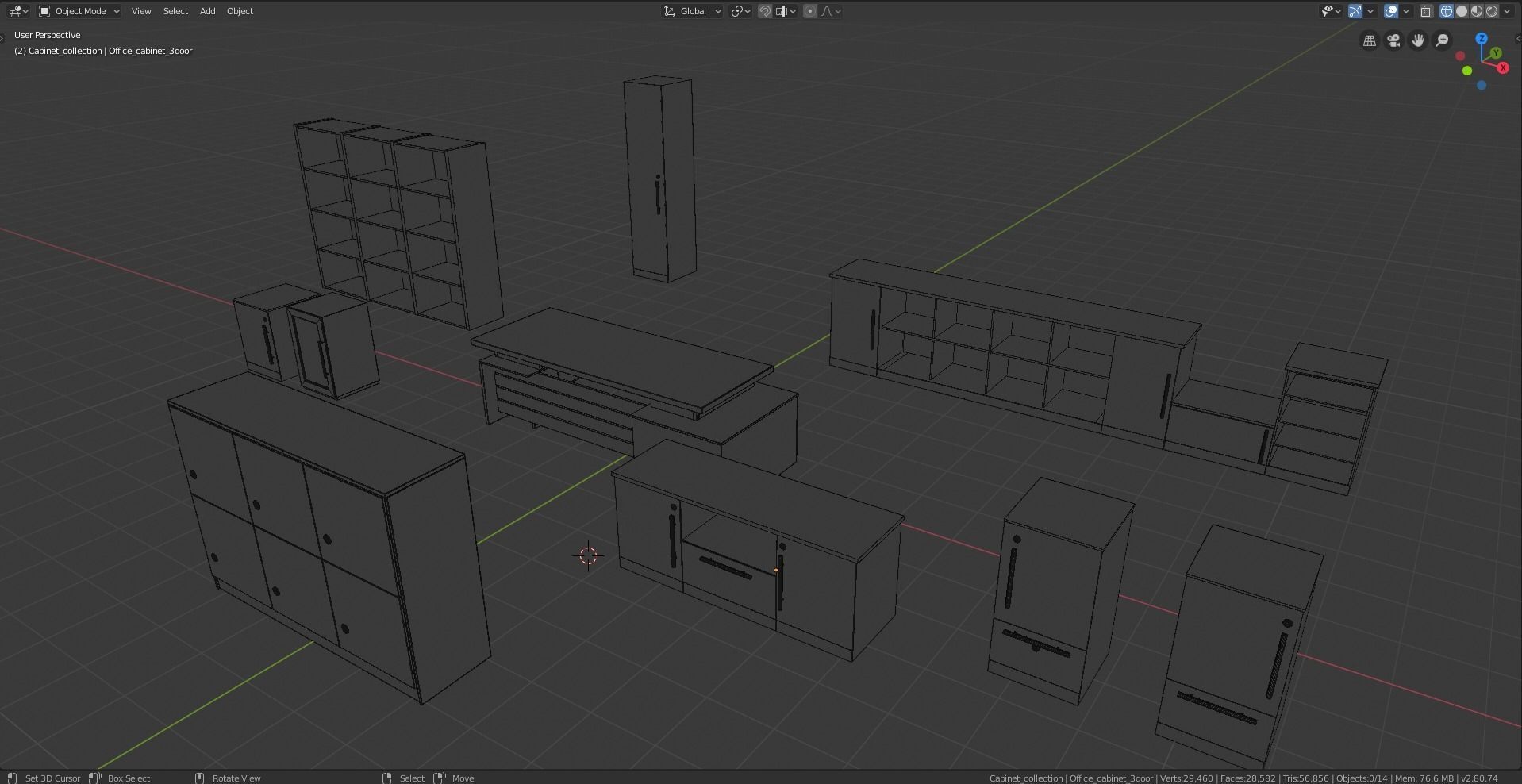 Cupboard and desk collection 3D model_12