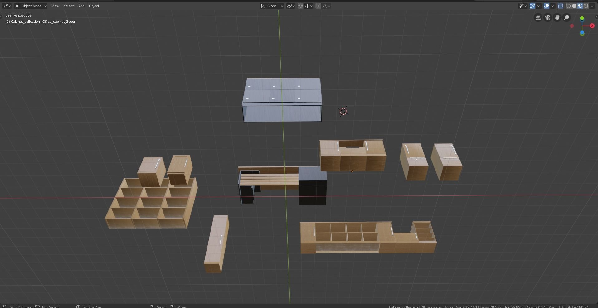 Cupboard and desk collection 3D model_13