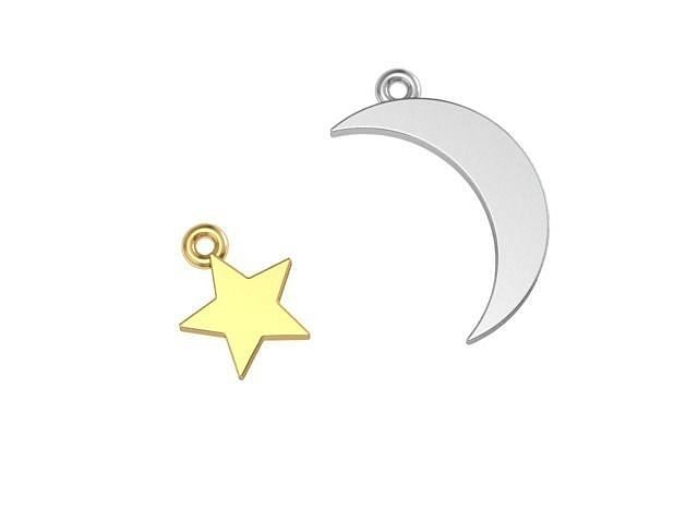 Pendant Month and star elements  3D print model