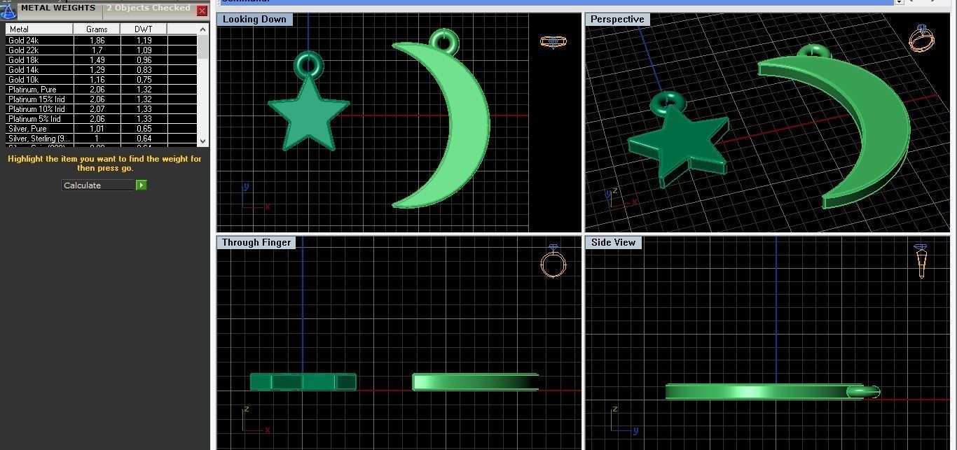 Pendant Month and star elements  3D print model_3