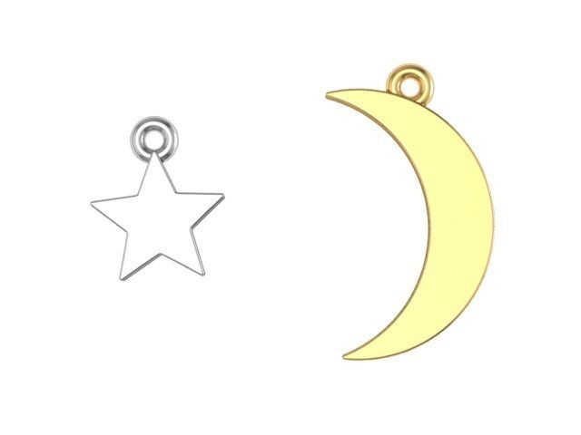 Pendant Month and star elements  3D print model_1