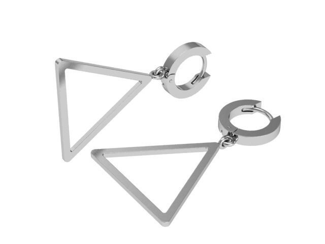 Triangular earrings with pendant 3D print model_3