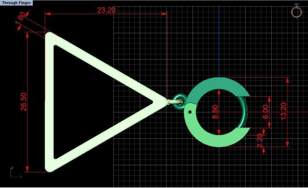 Triangular earrings with pendant 3D print model_4