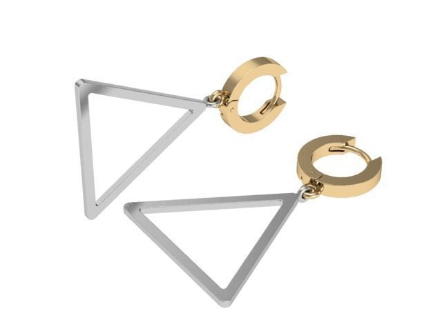 Triangular earrings with pendant 3D print model_2