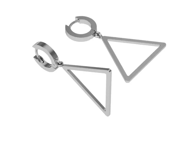 Triangular earrings with pendant 3D print model_0