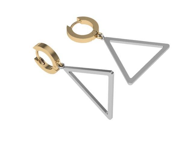 Triangular earrings with pendant 3D print model_1