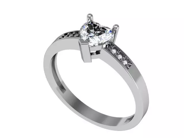 Gemstone heart ring 3D print model