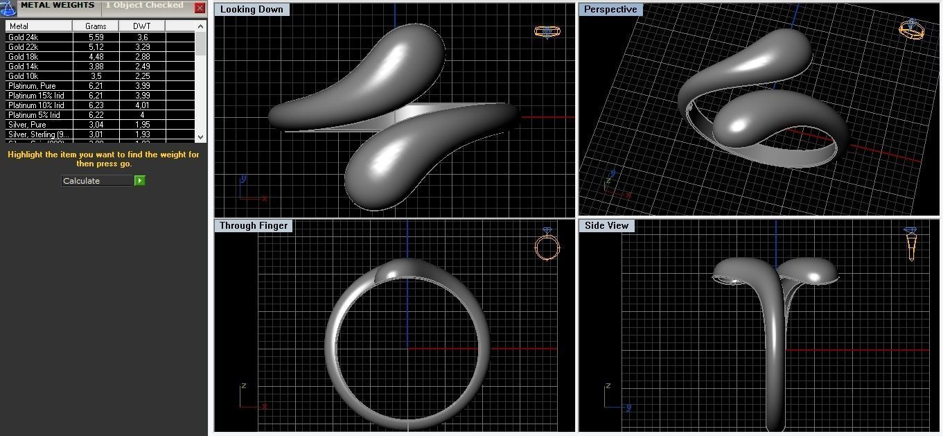 Gem-free ring  3D print model_2