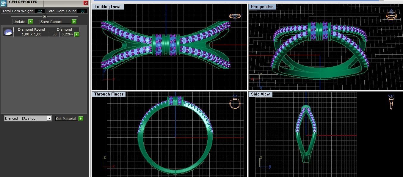 Diamonds ring 3D print model_4