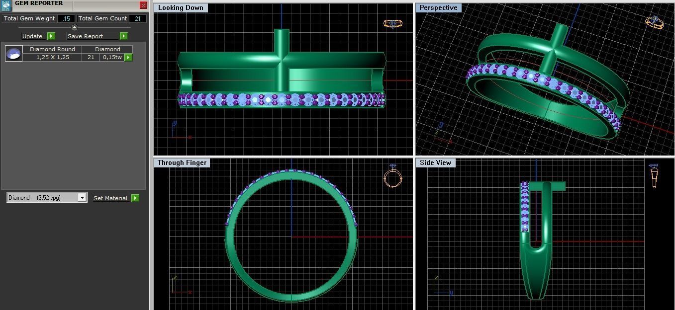 Diamond ring with a cross  3D print model_3