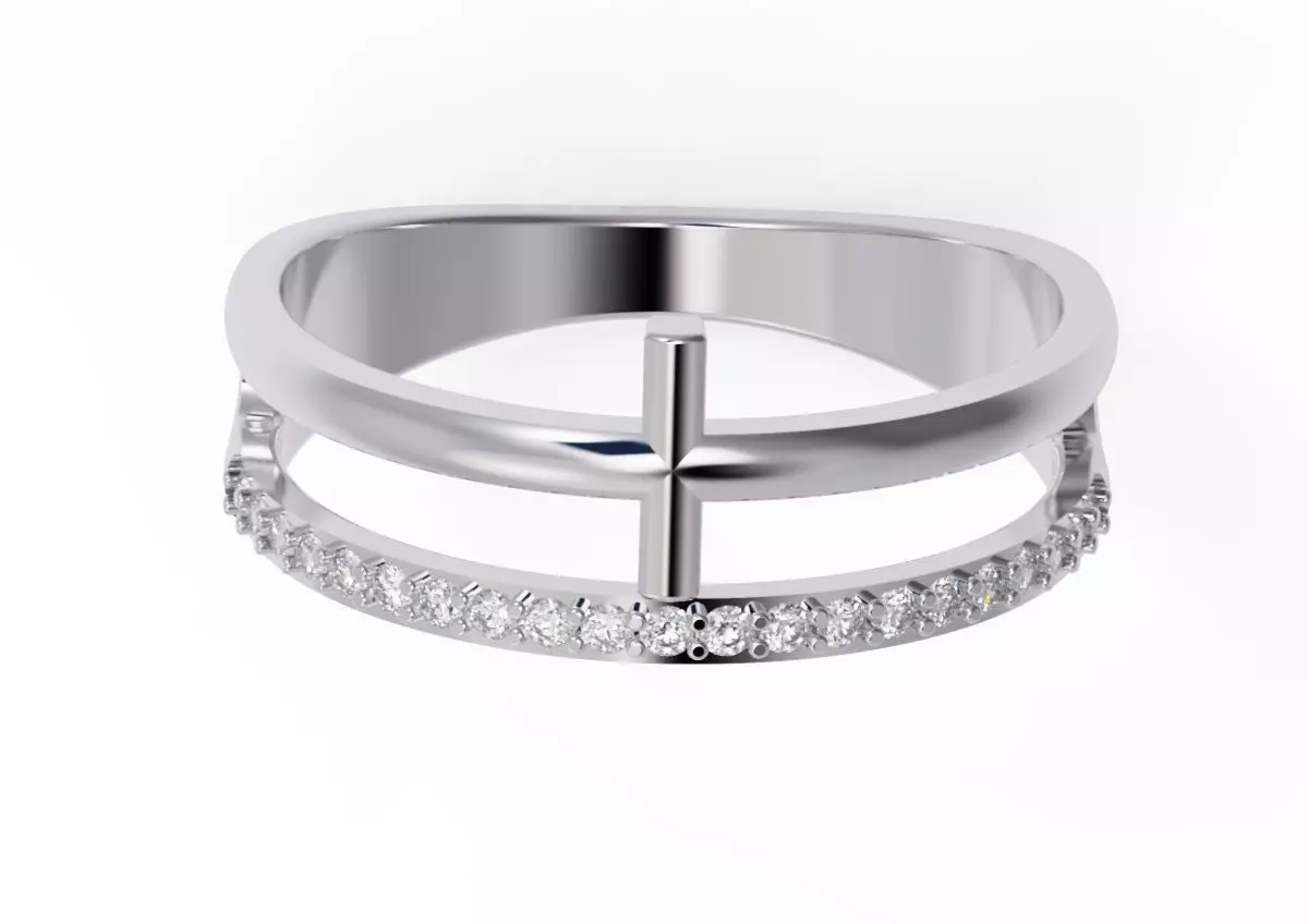 Diamond ring with a cross  3D print model_0