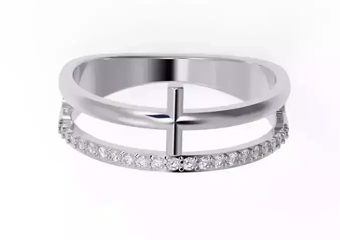 Diamond ring with a cross  3D print model