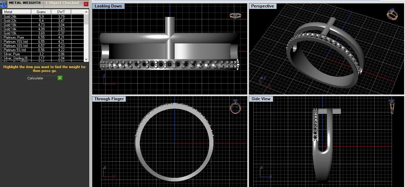 Diamond ring with a cross  3D print model_4
