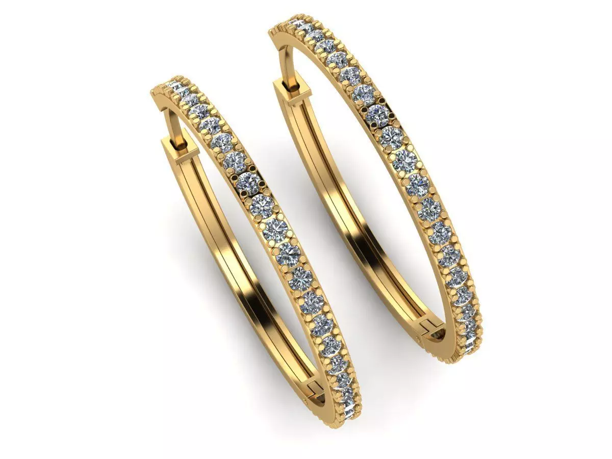 Diamonds earrings round 3D print model