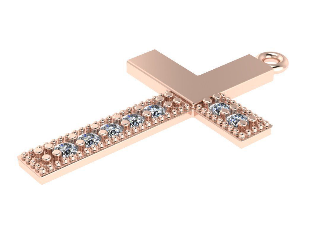Pendant cross 3D print model_3