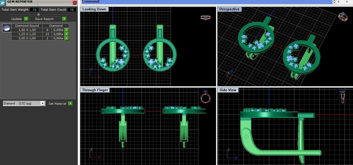 Jewelry set circle ring with diamonds in center 3D print model_4