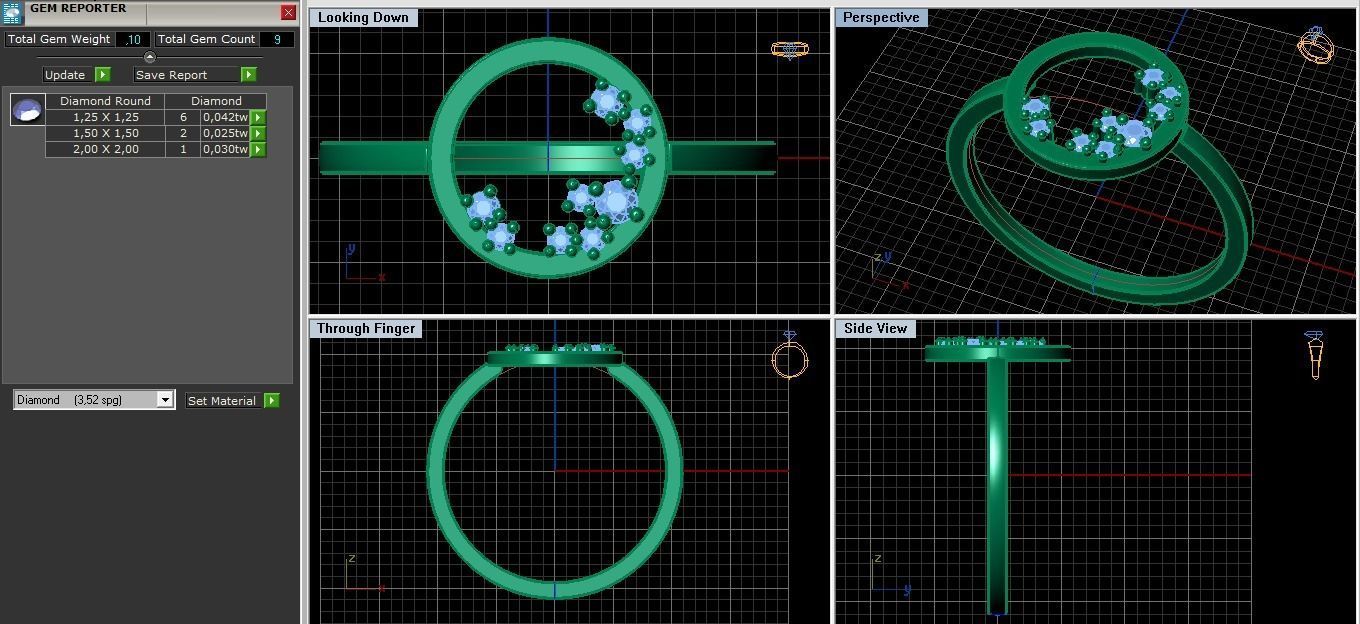 Jewelry set circle ring with diamonds in center 3D print model_1