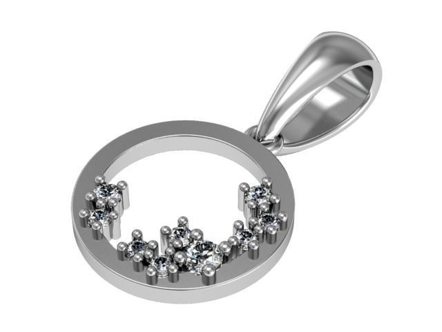 Jewelry set circle ring with diamonds in center 3D print model_6