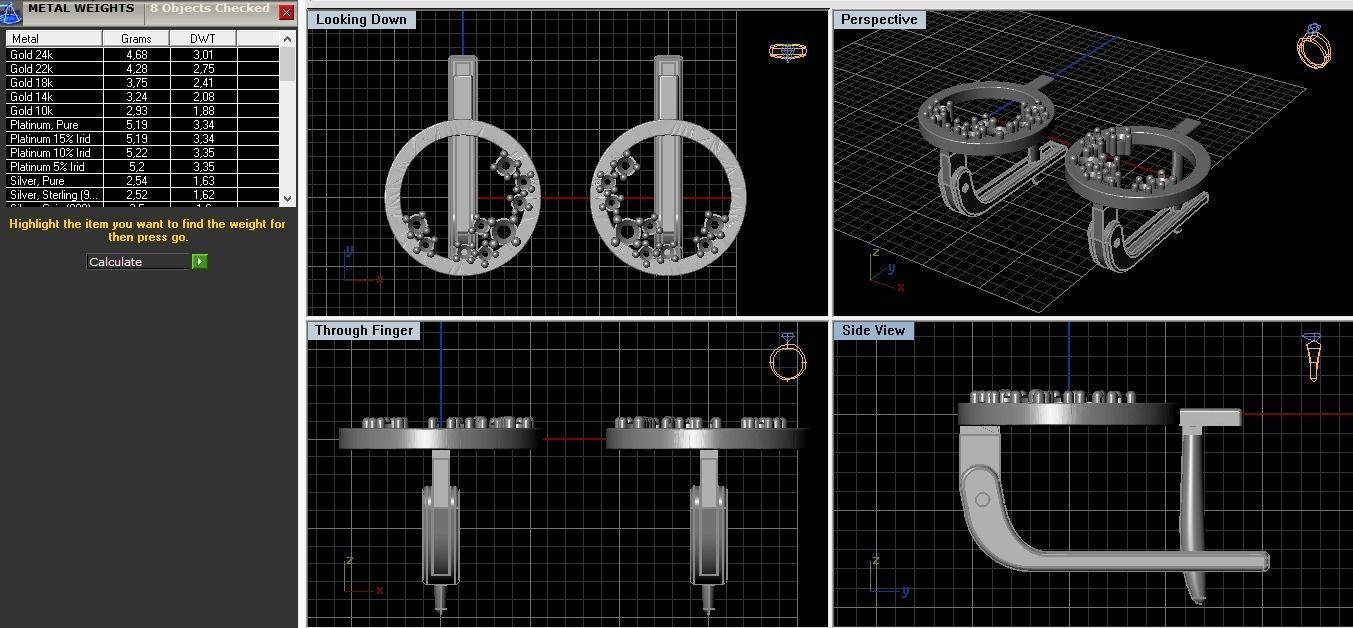 Jewelry set circle ring with diamonds in center 3D print model_5