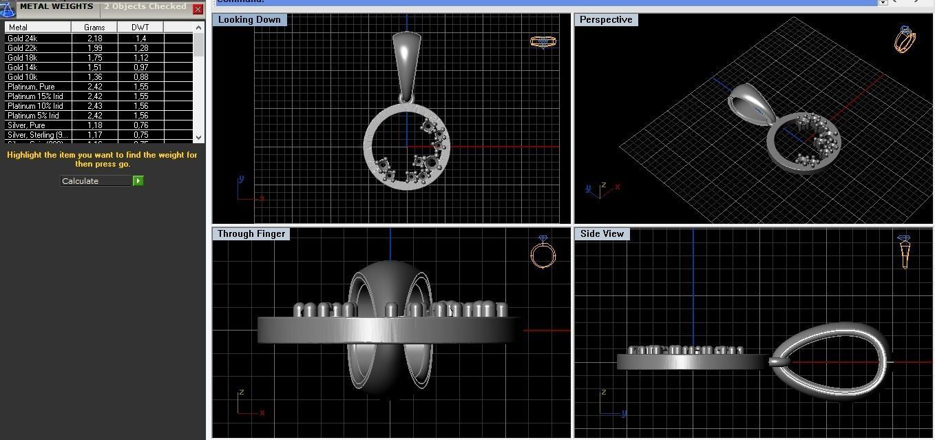 Jewelry set circle ring with diamonds in center 3D print model_8