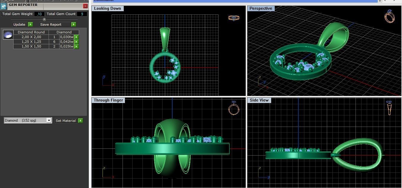 Jewelry set circle ring with diamonds in center 3D print model_7