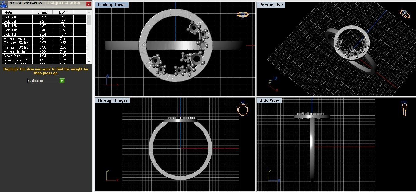 Jewelry set circle ring with diamonds in center 3D print model_2