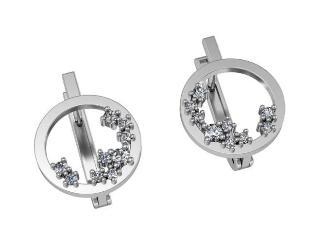 Jewelry set circle ring with diamonds in center 3D print model_3