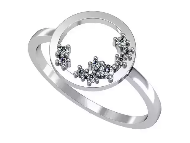 Jewelry set circle ring with diamonds in center 3D print model
