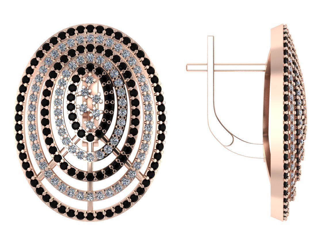 Jewelry set rose gold plated diamond pendant 3D print model_6