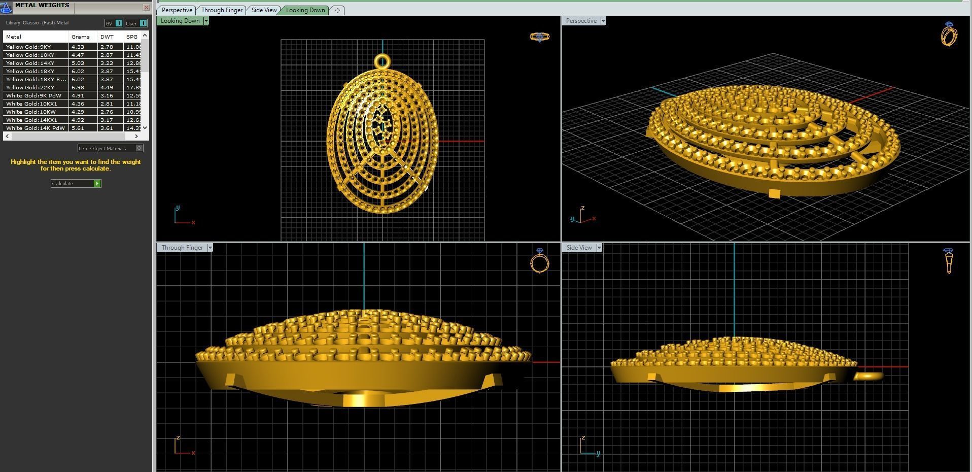 Jewelry set rose gold plated diamond pendant 3D print model_16