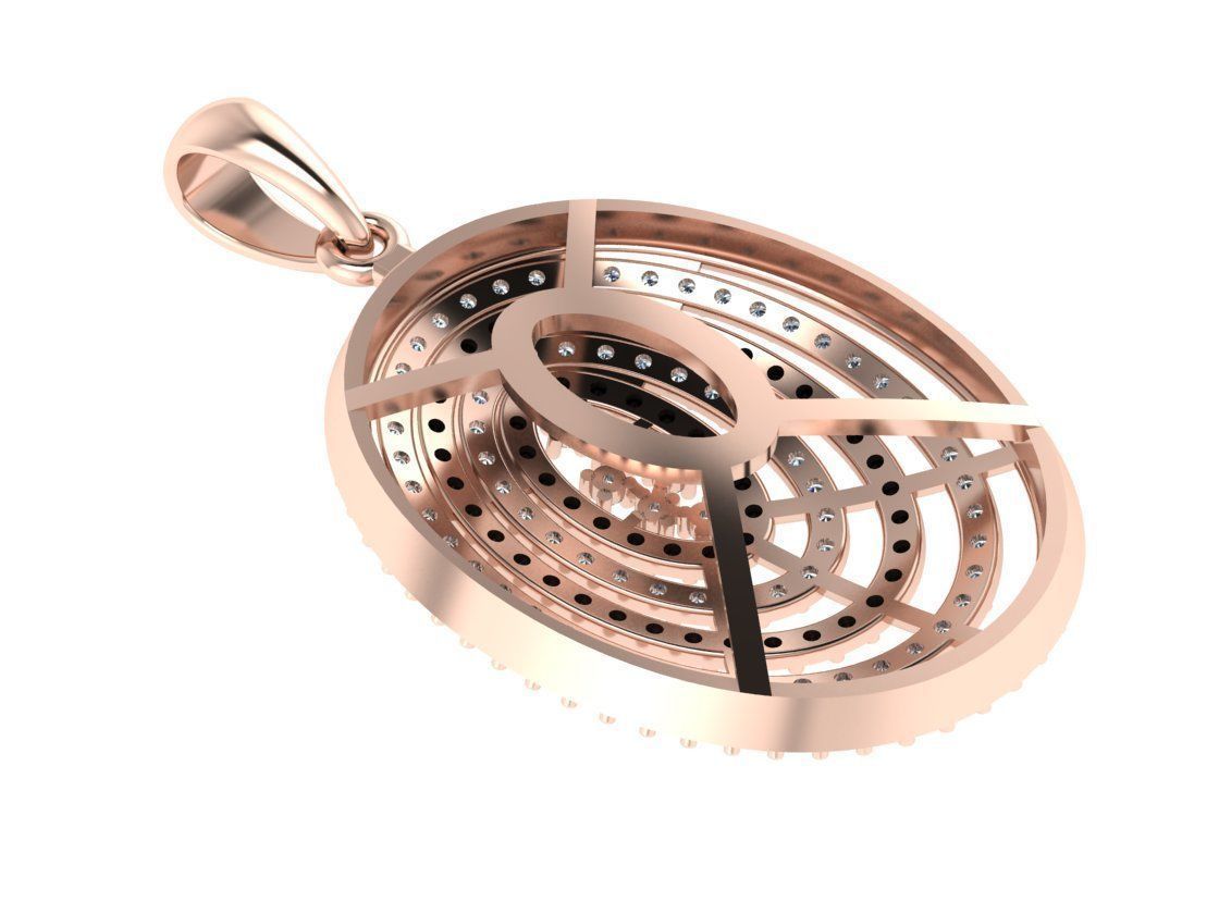 Jewelry set rose gold plated diamond pendant 3D print model_14