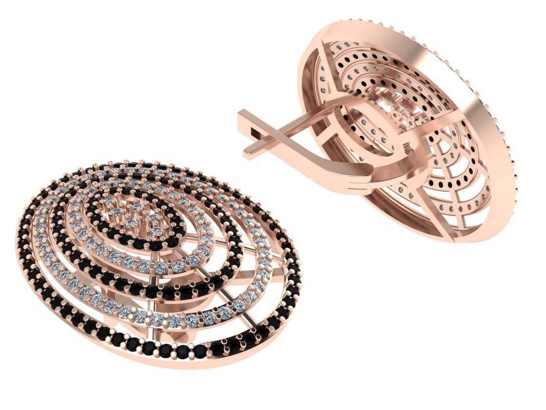 Jewelry set rose gold plated diamond pendant 3D print model_4