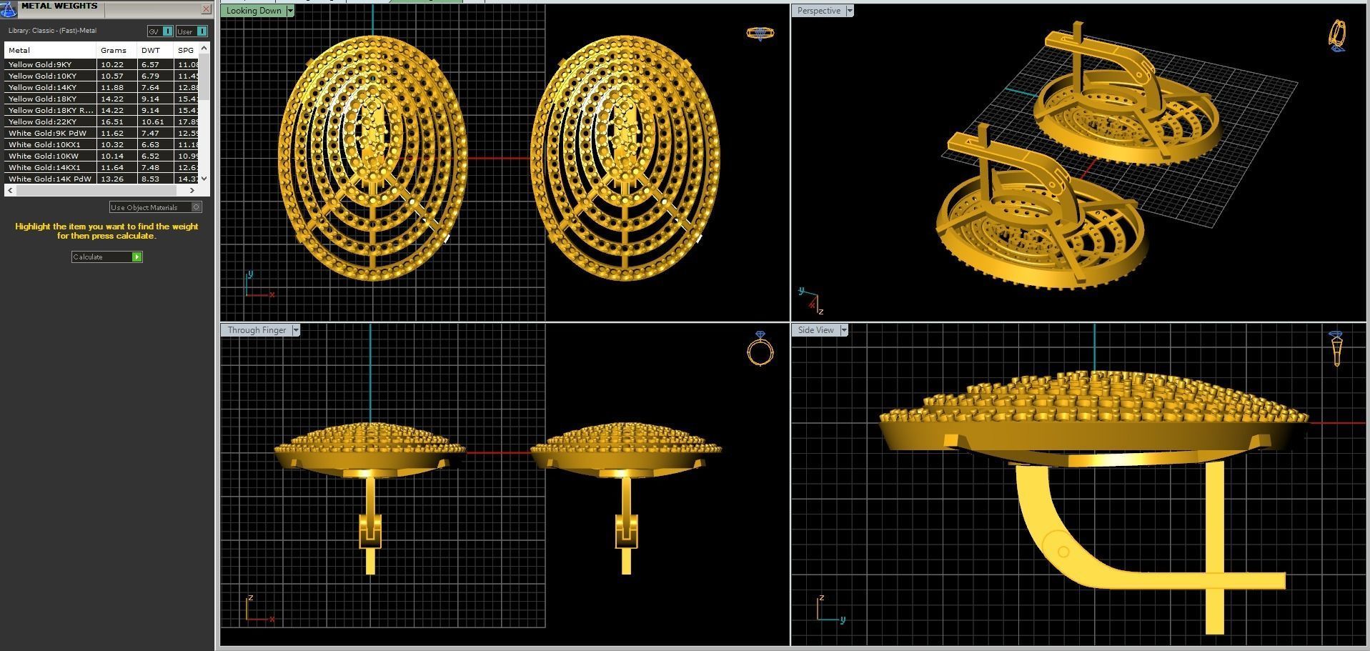 Jewelry set rose gold plated diamond pendant 3D print model_8