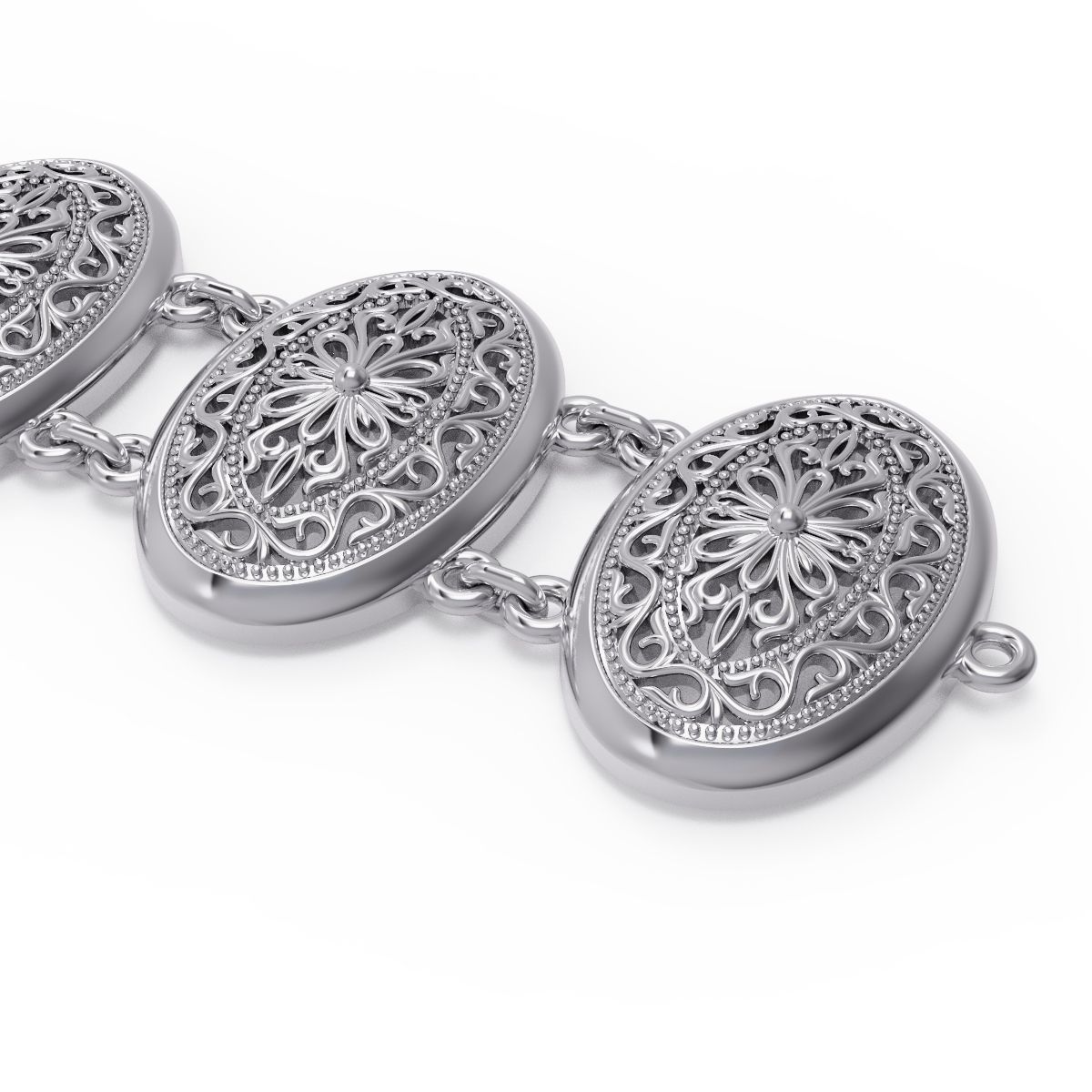 Jewelry set sterling silver ring with ornate design 3D print model_12