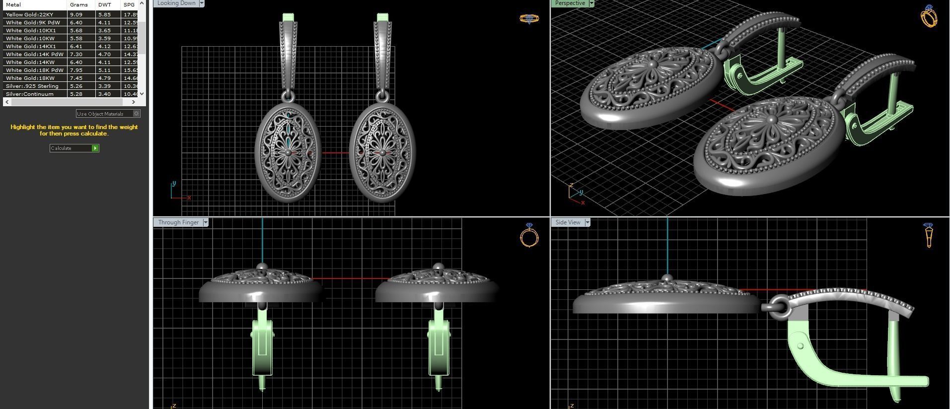 Jewelry set sterling silver ring with ornate design 3D print model_9