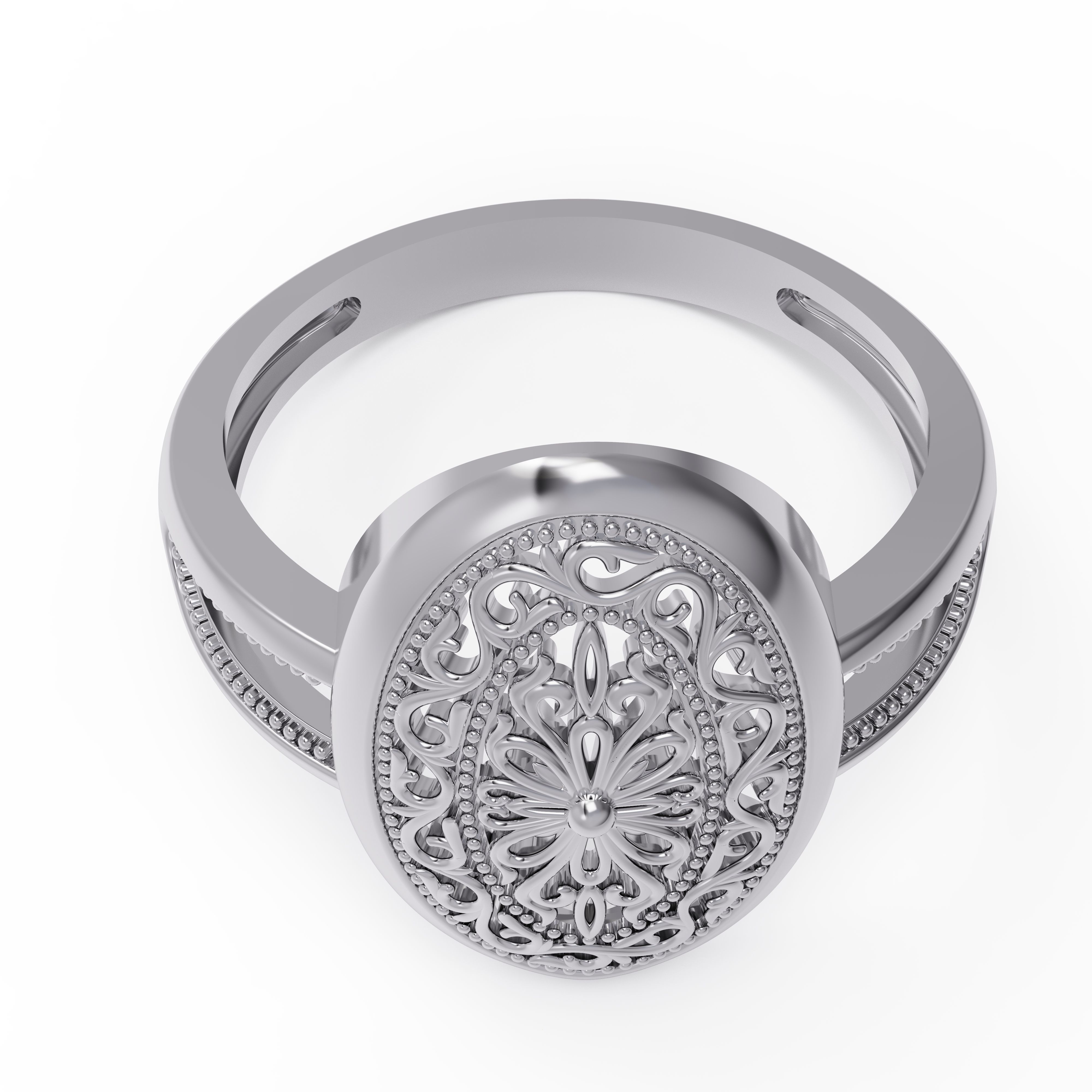 Jewelry set sterling silver ring with ornate design 3D print model_3