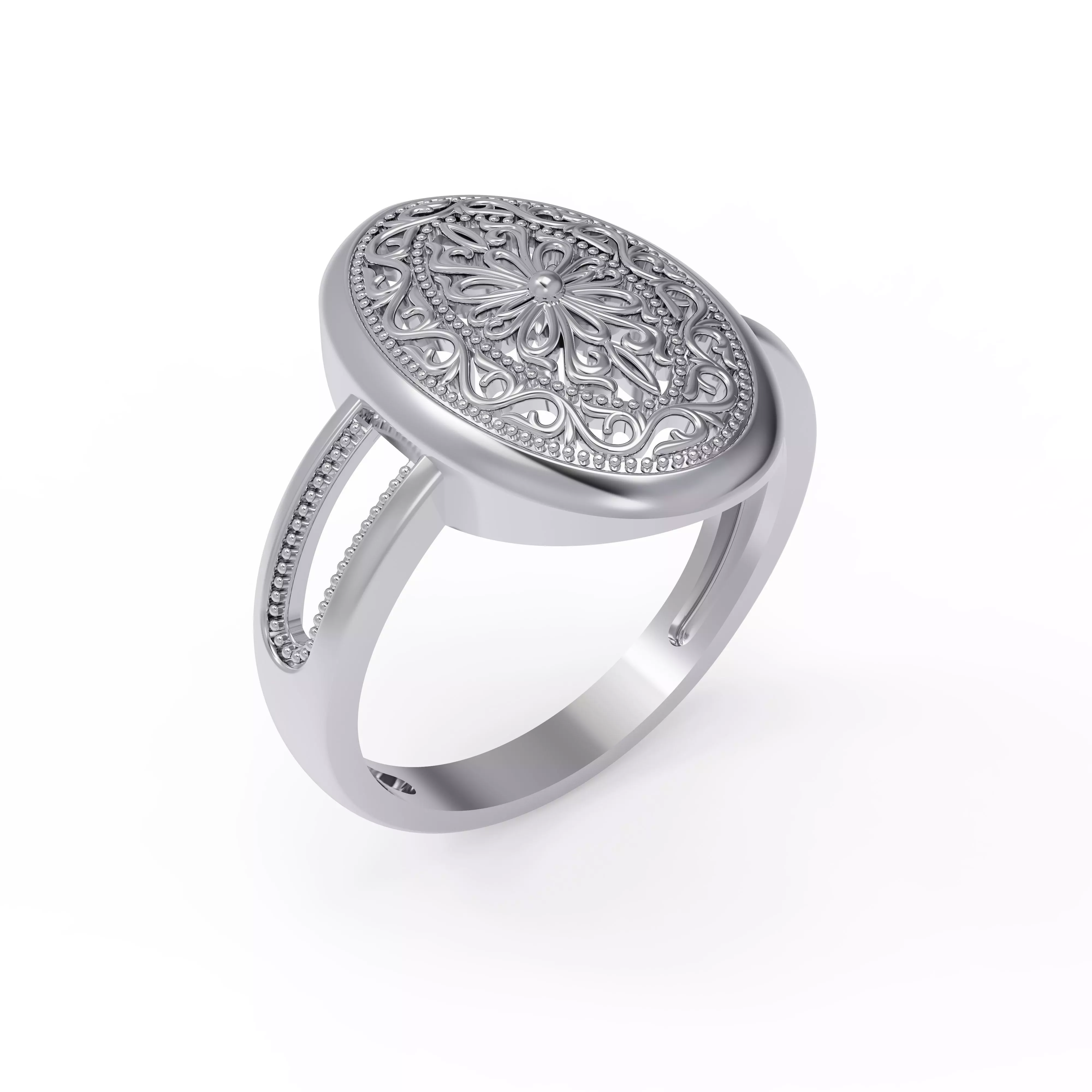 Jewelry set sterling silver ring with ornate design 3D print model_0