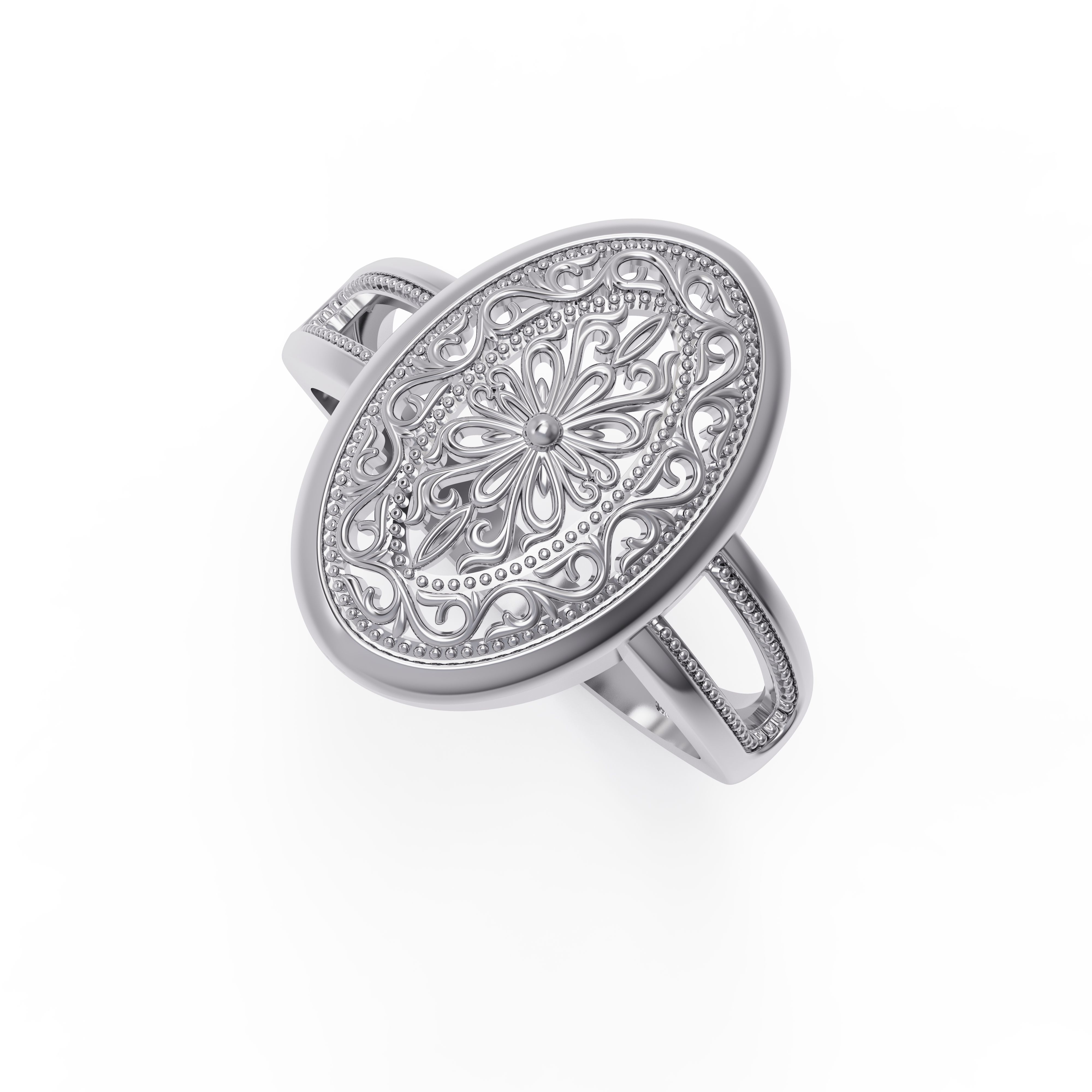 Jewelry set sterling silver ring with ornate design 3D print model_1