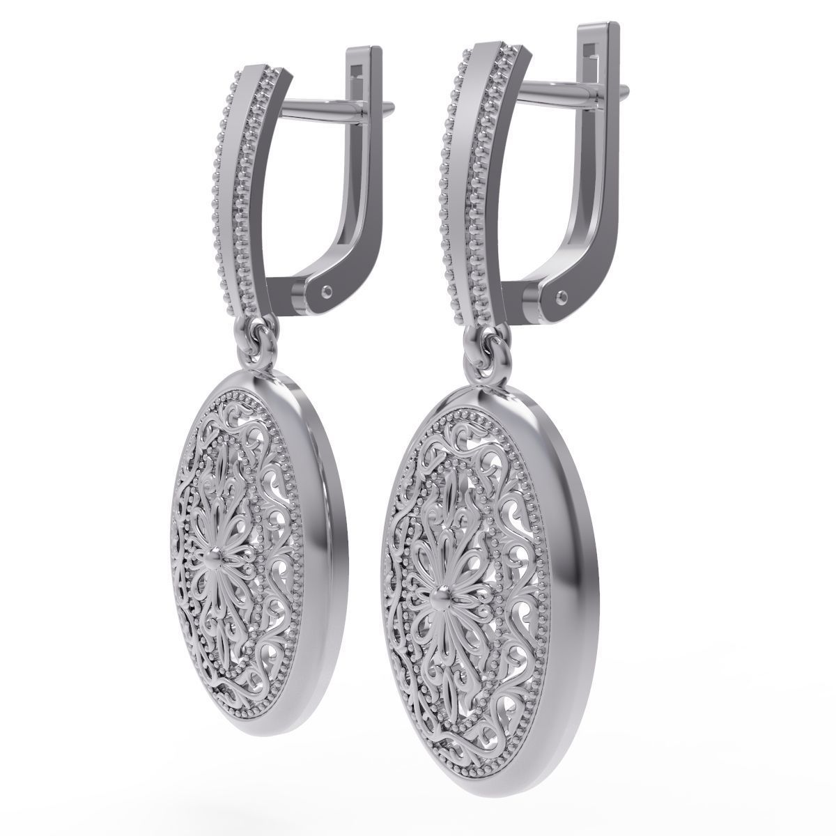 Jewelry set sterling silver ring with ornate design 3D print model_7